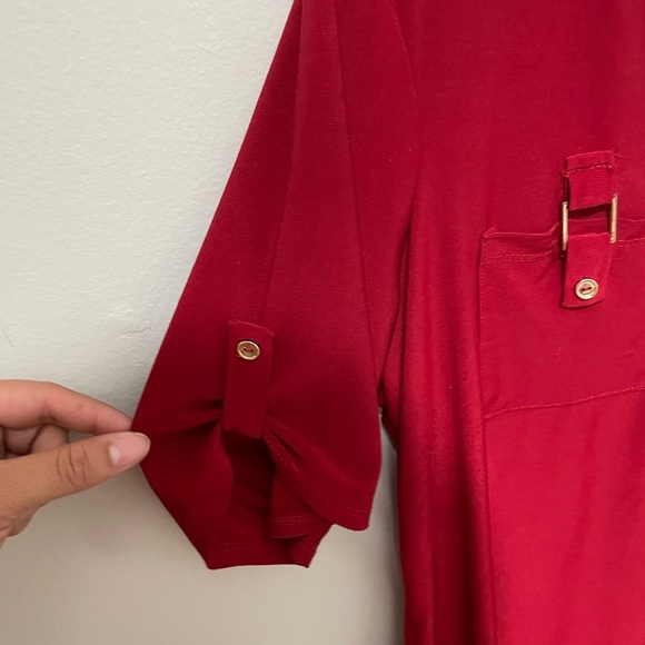 PerSeption Concept Red Quarter Sleeve Blouse - Picture 4 of 5